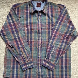 Vintage Haggar Casuals Plaid Flannel Shirt Men’s Large 100% Cotton Button Up